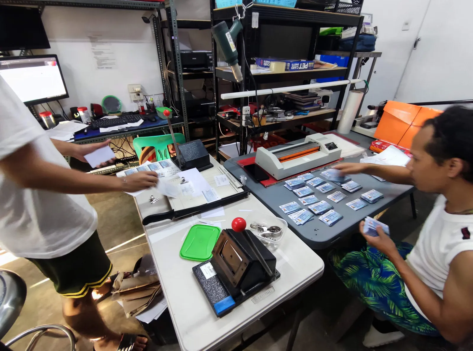 Powerbyte technicians on a job, mid-installation.