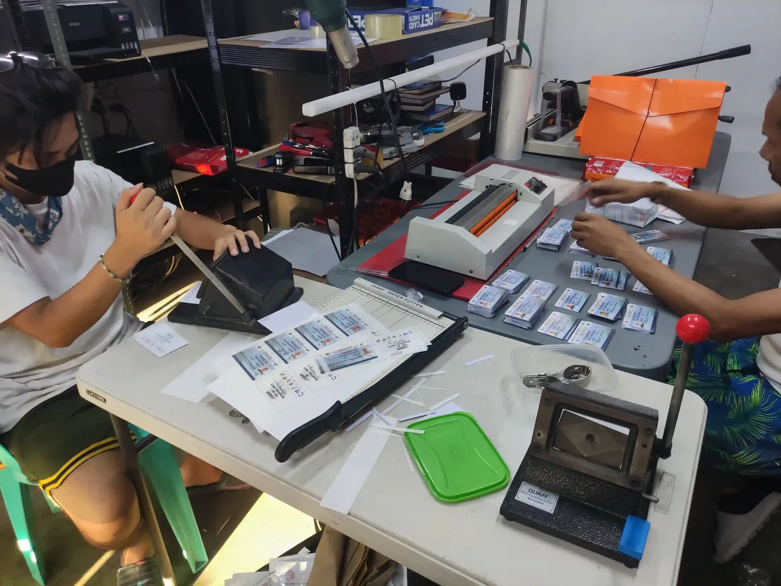 Powerbyte technicians on a job, mid-installation.