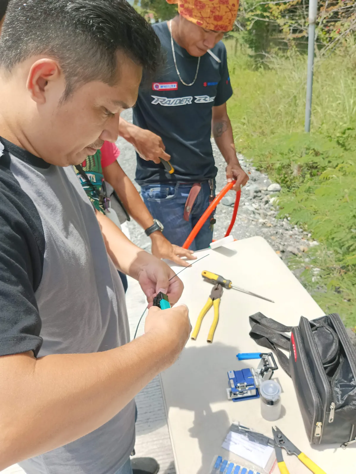 Candid on-site photo of the Powerbyte team at work.