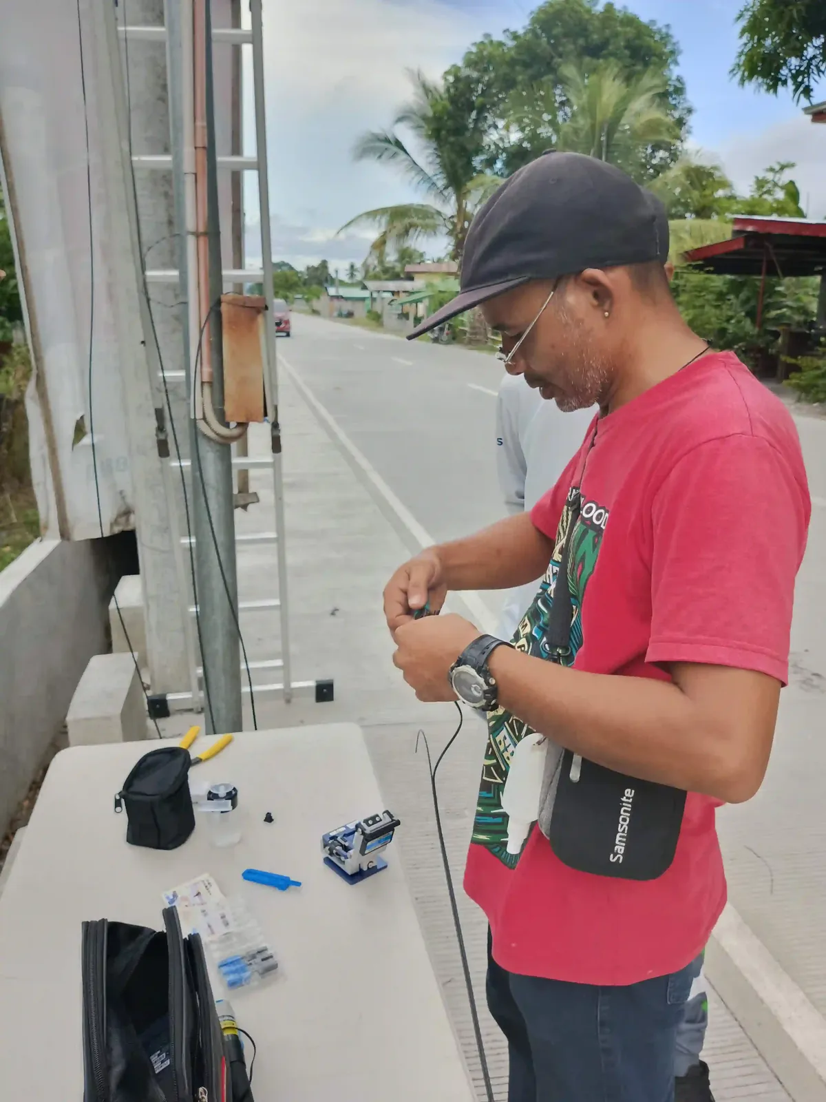 Candid on-site photo of the Powerbyte team at work.
